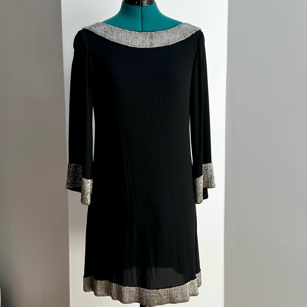 Alice and Olivia Beaded Black and Silver Dress Size S